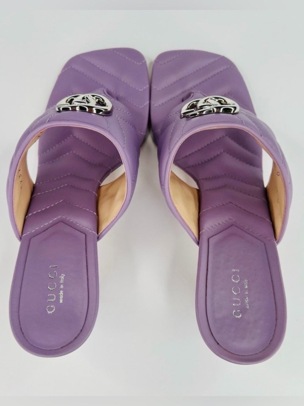 GUCCI | ✨NEW✨ Marmont GG Kitten Heel Thong Sandals in Lavender - Picture 11 of 12